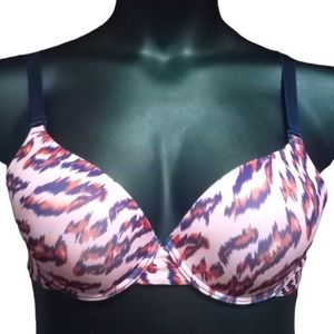 YMI | Pink & Navy Animal Print Underwire Padded Push Up Bra | 42C